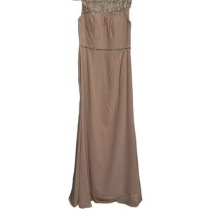 JJs House Elegant Blush Gown with Lace Detail